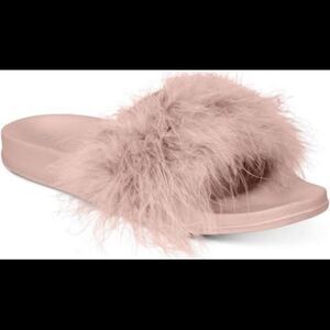 NWT INC open toe fluffy pink slippersUS11/12